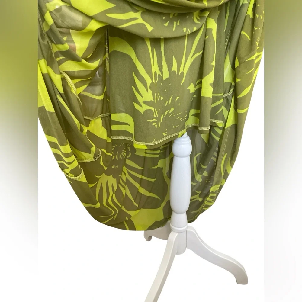 Cabi Tie Front Green Tropical Print Mesh Maxi Dress Small - Picture 7 of 11